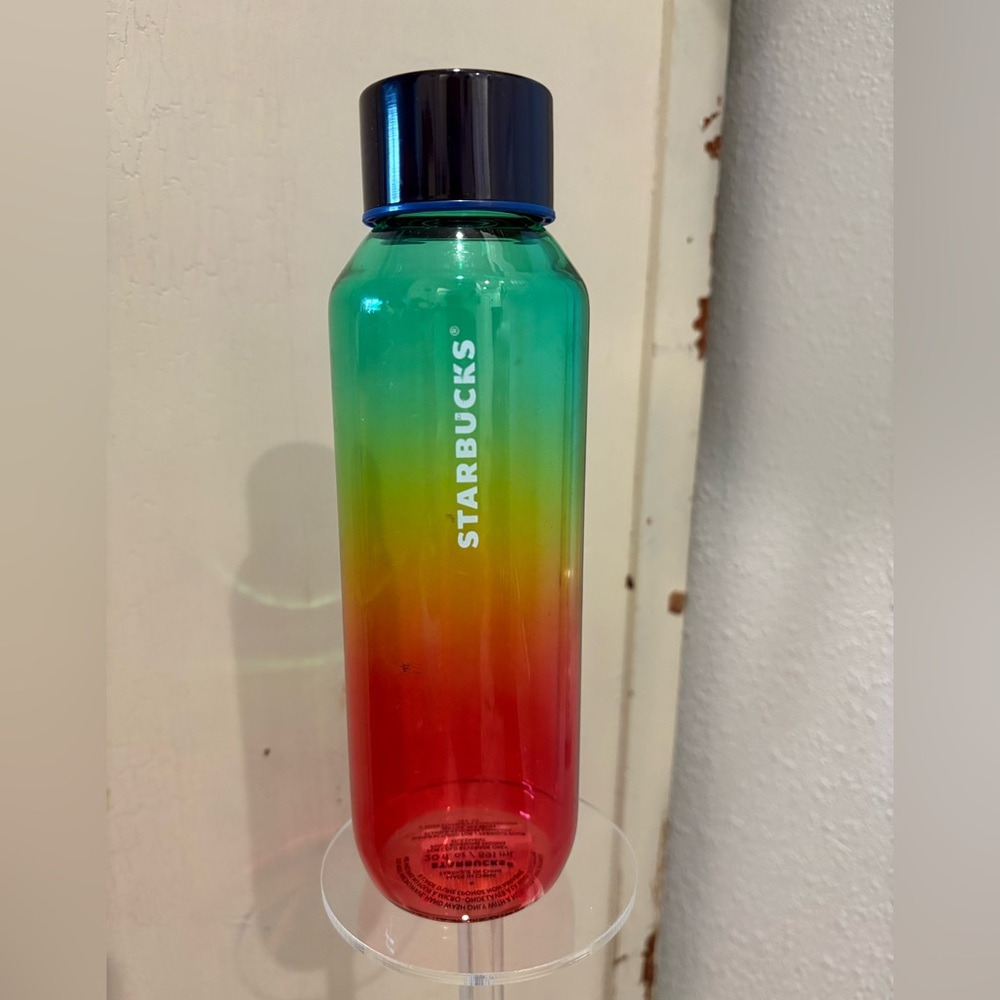 NEW Starbucks transparent rainbow PRIDE 2022 release water bottle. 20 oz.